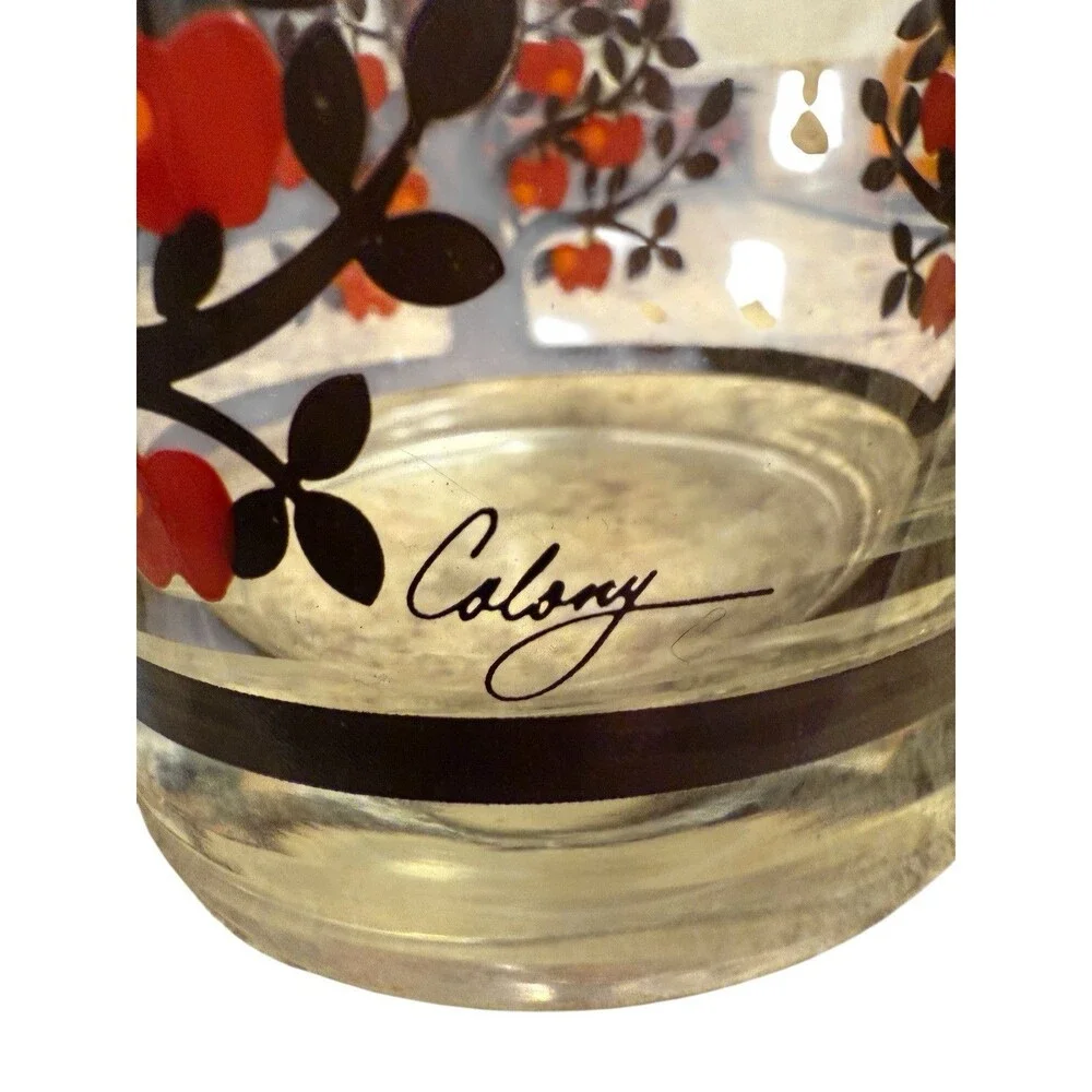 Colony Glass Tumbler Set 6 OS Red Good Vintage‎ Apple Tree MCM Lowball Glasses